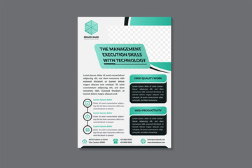 Wall Mural - the management execution skills with technology flyer template design. vertical banner with grey bac