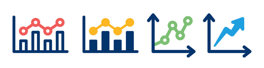 Canvas Print - Data chart and graph icon set. Diagram and infographic symbol