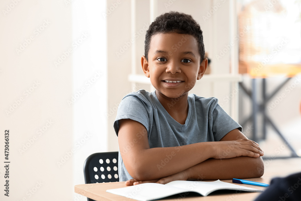 Pupil taking classes at language school
