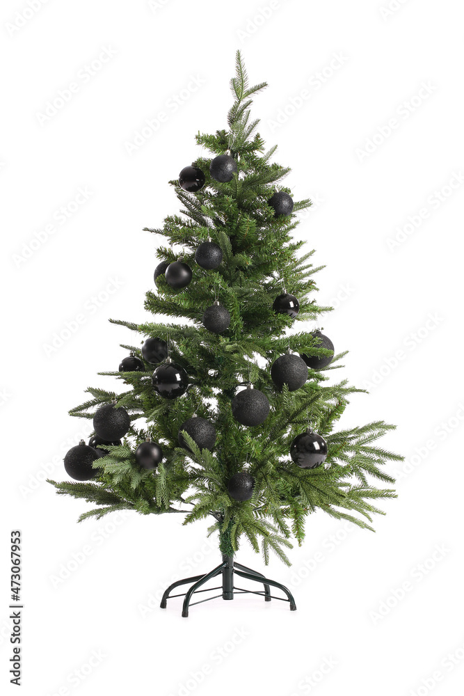 Beautiful decorated Christmas tree isolated on white background