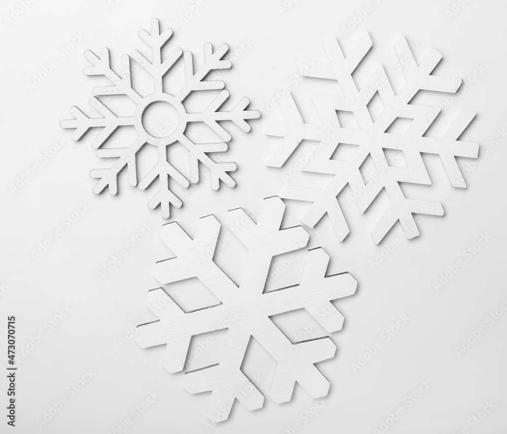 Beautiful snowflakes on white background