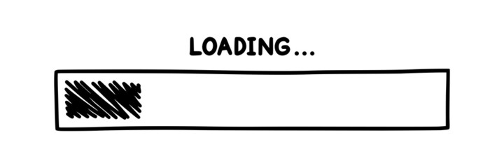 Progress loading bar. Infographics design element with status of completion. Hand drawn vector illustration isolated in white background