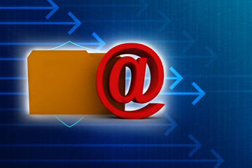 Poster - 3d rendering folder icon email