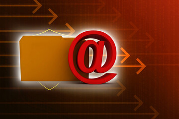 Poster - 3d rendering folder icon email