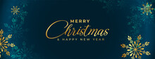Premium Golden Snowflakes Christmas Banner Design