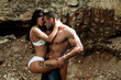 Couple in love. Young sensual couple hugging, love romance concept.
