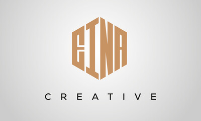 letters EINA creative polygon hexagon logo victor template