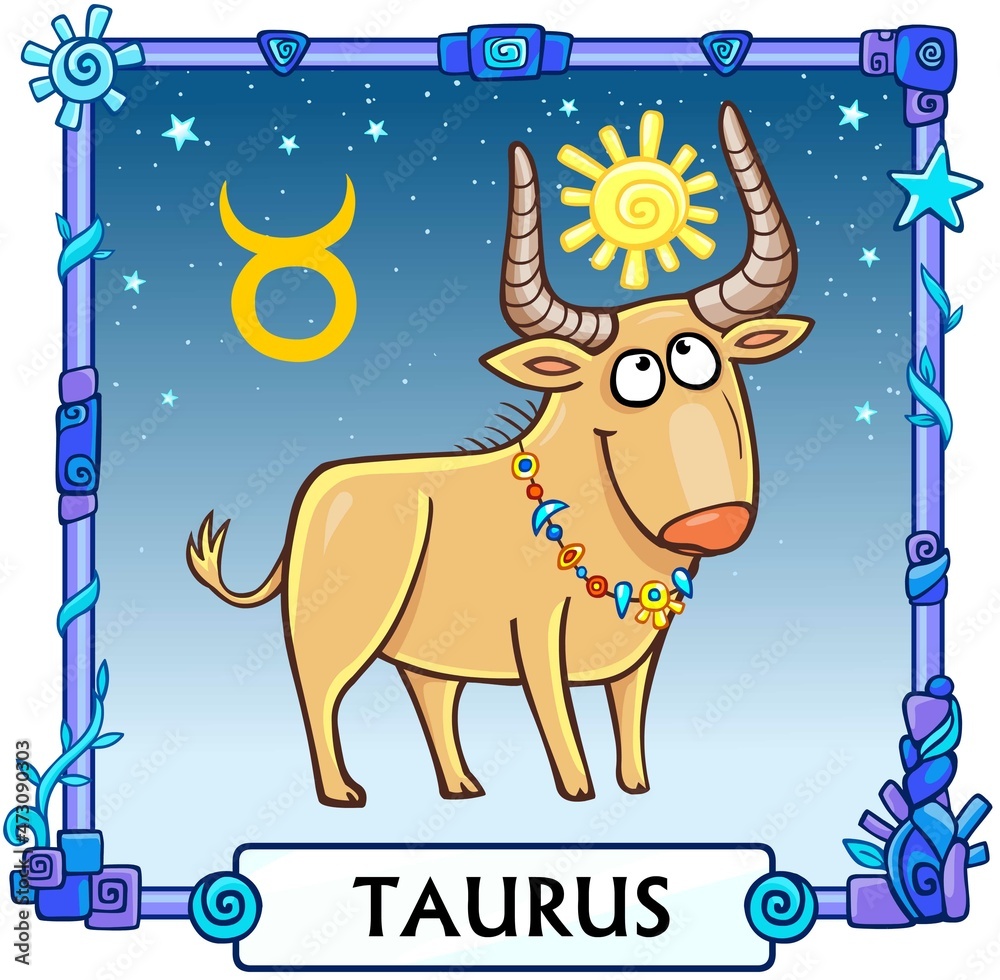 Taurus Sign Animation Zodiac sign Taurus. Fantastic animation animal. A background - the star ...