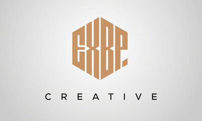 letters EXBP creative polygon hexagon logo victor template