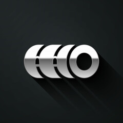 Poster - Silver Blanket roll icon isolated on black background. Camping roll mat. Long shadow style. Vector