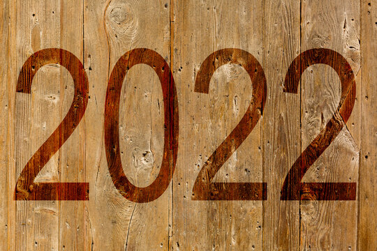 The year 2022 written in vintage background