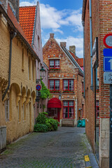 Wall Mural - Old street in Bruges (Brugge), Belgium. Cityscape of Bruges. Typical architecture of Bruges