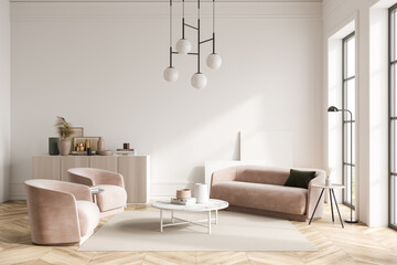 Wall Mural - Light relaxing room interior with armchairs and sofa near window