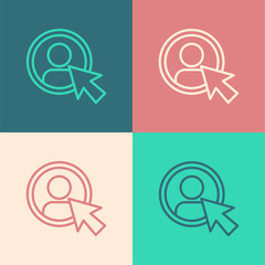 Poster - Pop art line Create account screen icon isolated on color background. Vector