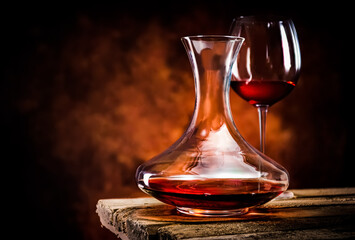 Wall Mural - Wine in decanter and glass