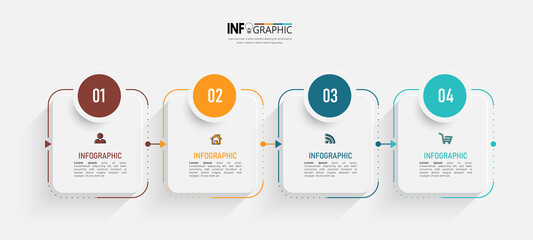 Poster - Four steps business infographics template vector.	
