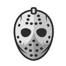 Scary Jason Voorhees Hockey Mask Mascot Logo Icon Goalie Friday The 13th Movie Franchise Halloween Vector Illustration 
