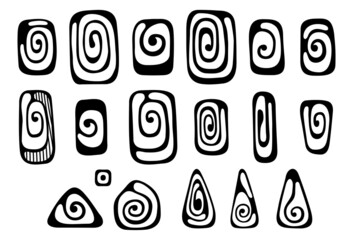 Wall Mural - set of hand drawn various shapes, doodle design elements. spirals, swirling shapes. abstract vector 