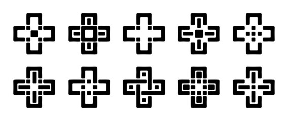 Wall Mural - cross shapes collection. set of cross icons. geometric tiles. vector design elements, symbols, isola
