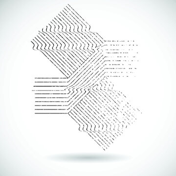 Glitch distorted geometric shape . Minimal art design . Noise destroyed  logo . Trendy defect error shapes . Glitched frame .Broken effect .Grunge texture . Distressed element .vector 