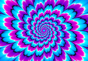 Wall Mural - blue flower blossom. optical expansion illusion.