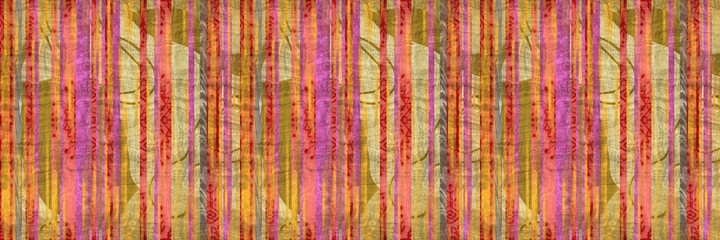 Wall Mural - Seamless tribal ethnic stripe grungy border surface pattern design for print. High quality animal fur skin inspired illustration. Faded rug or carpet like cover graphic tile. Thick line textures.