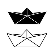 Paper Boat Icon Vector On White Background. Origami Paper Boat Icon For Web Design. Symbol, Logo.