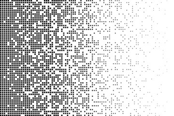 Wall Mural - Pixel mosaic. Pixelated pattern, dispersion grayscale background. Business art gradient, square flying. Halftone matrix, blocks falling recent vector texture