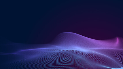 Fototapete - Abstract dot blue purple wave gradient texture technology background.