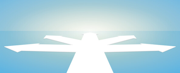 five arrow way intersection illustration vector