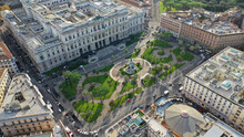Aerial Drone Photo Of Famous Piazza Cavour Next To Supreme Court Of Rome And Tiber River, Italy