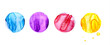 Bubble watercolor pastille paint round blue, purple, pink and yellow. Circle shape object group collection