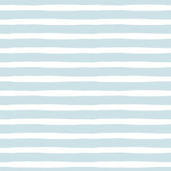 Wall Mural - Baby blue irregular stripes vector seamless pattern. Abstract waves background. Scandinavian decorative childish surface design for nautical nursery and navy kids fabric.