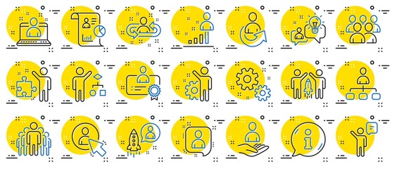 Poster - Management line icons. Set of Business audit, Startup strategy and Employee icons. Business strategy, Startup and Teamwork. Organization management, report and group algorithm. Employee job. Vector