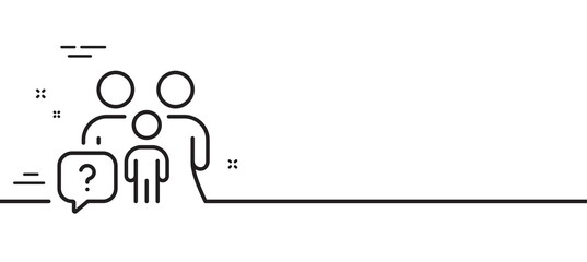 Poster - family questions line icon. question mark sign. people insurance symbol. minimal line illustration b