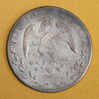 Antique 1866 Eight Reales Silver Coin From The First Republic Mexico