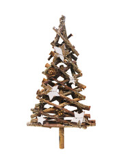 abstract wooden christmas tree isolated on white stock image