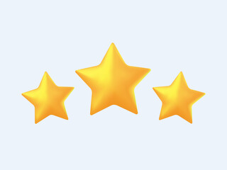 Poster - three yellow stars glossy colors. achievements for games. customer rating feedback concept from clie
