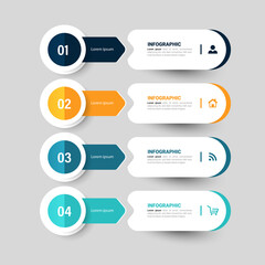 Fototapete - Four steps Infographics banner design template.	
