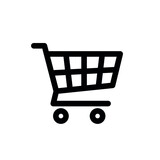 Fototapeta  - Shopping cart icon. Supermarket shopping basket design. Food cart. Purchase symbol. Isolated vector image on white background.