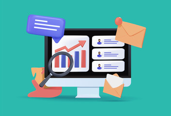 Poster - assignments , analyzing data concept. 3d vector illustration. colorful vector illustration of modern