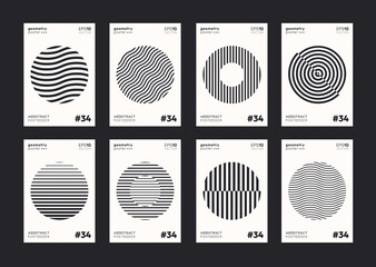 Poster - Set of minimalist abstract posters. Modern Circle Shapes. Geometric Design Elements.