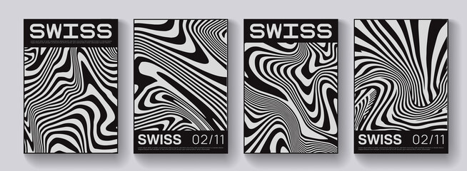 Poster - Abstract Optical Illusion Art Posters. Swiss Design Psychedelic Pattern Vector Design. Acid Background.