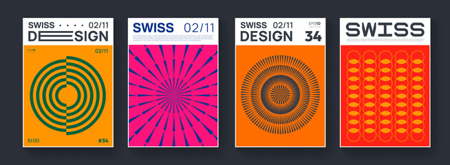 Canvas Print - Collection of swiss design posters. Meta modern graphic elements. Abstract modern geometric covers. Circle sphere shapes.