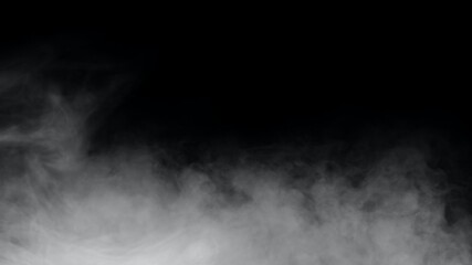 Wall Mural - white smoke or fog isolated on black background.