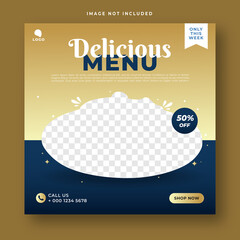 Wall Mural - delicious menu food social media promotion and banner post 