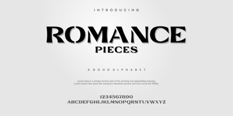 Wall Mural - ROMANCE PIECES Elegant alphabet letters font and number. Classic Lettering Designs vector illustration