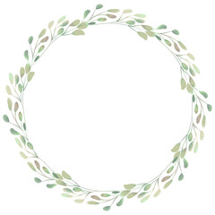 Wall Mural - Watercolor wreath. Spring foliage. Beautiful isolated clipart element for design.