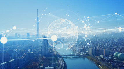Poster - Global communication network concept. Digital transformation.