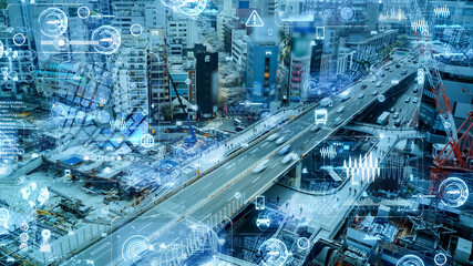 Aufkleber - Transportation and technology concept. ITS (Intelligent Transport Systems). Mobility as a service.